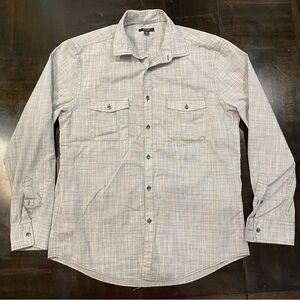 Alfani Mens Long Sleeve Button Down Dress Shirt Size M Gray Used